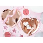 PAPÍR TÁNYÉR, ROSEGOLD, SZÍV, 6 DB