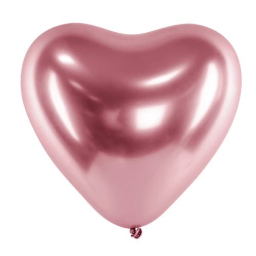 SZÍV, KRÓM (TÜKÖR) LUFI, EZÜST/ ARANY/ ROSE GOLD 5 DB