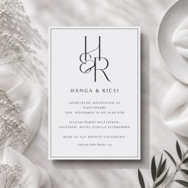   Soft Minimalism - Fekete-Fehér Elegáns - Esküvői Meghívó A6