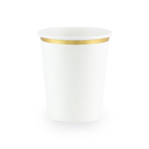 PARTY POHÁR, FEHÉR, ARANY SZEGÉLLYEL, 6DB/CS, 260 ML