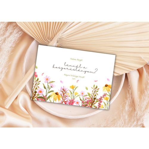 “Virágzó kert” Tanú vagy Koszorúslány felkérő kártya + boríték A6