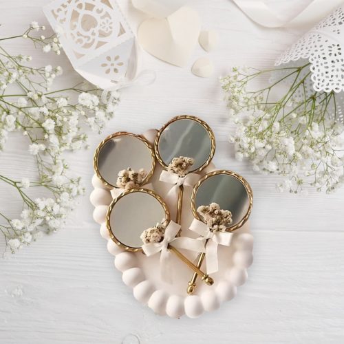 Köszönetajándék - Mini tükör, arany 8,5x10 cm