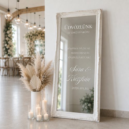 PURE LOVE - ESKÜVŐI TÜKÖR MATRICA - EGYEDI FELIRATTAL
