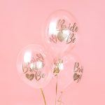 BRIDE TO BE LATEX LUFI, ÁTLÁTSZÓ, ARANY FELIRAT, 5 DB/CSOMAG