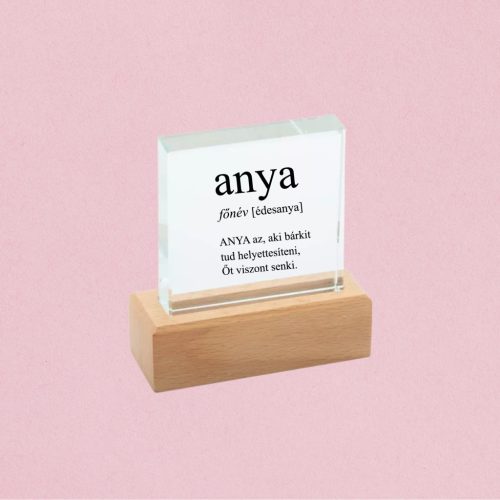 Örömanya / Örömapa üveg-fa trófea, 100×108×40 mm - SZÜLŐKÖSZÖNTŐ AJÁNDÉK PRÉMIUM 