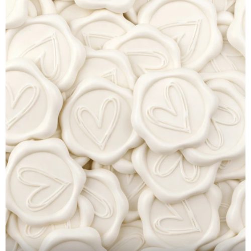 Viaszpecsét fehér szív  minta 10 db