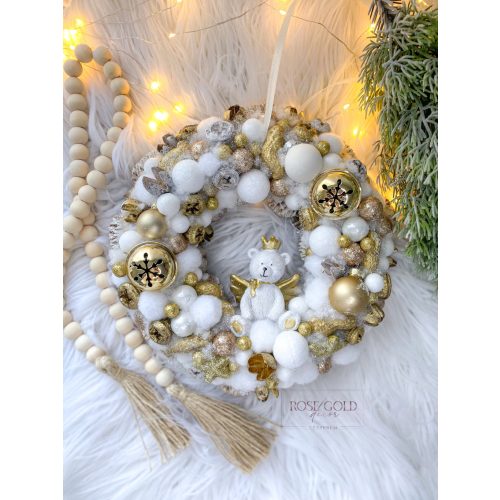 Fehér-arany macis ajtókopogtató 24 cm