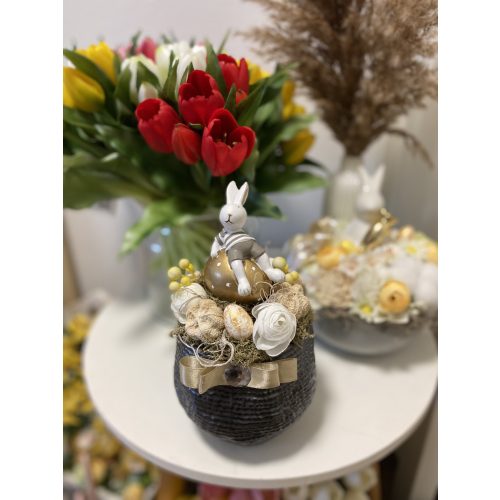 Nyuszis kaspó, húsvéti otthon dekoráció 20 cm