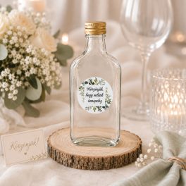 Üveg Laposüveg 100 ml, köszönetajándék - matricával 