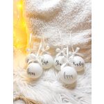 WHITE - Karácsonyi gömb (névre szóló, egyedi felirattal) 8 CM