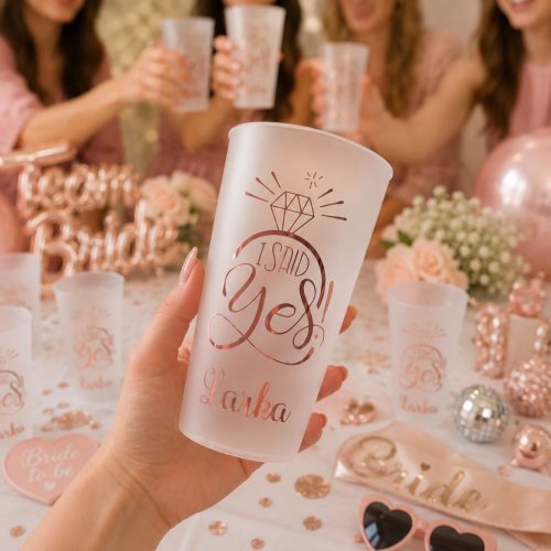 RE POHÁR, Lánybúcsús néves pohár (többféle design) 500 ml