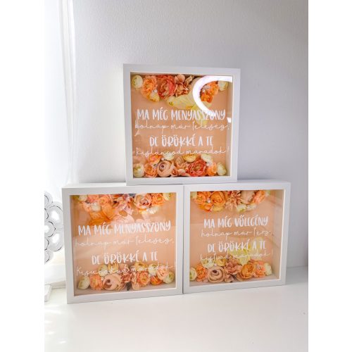 Plexis virágos képkeret, egyedi felirattal 25x25 cm - SZÜLŐKÖSZÖNTŐ AJÁNDÉK 