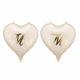 ESKÜVŐI MR & MRS, SZÍV FÓLIA LUFI, 45 CM, 2 DB/CSOMAG