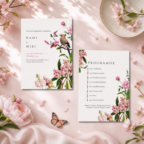Botanical Love – Virágos-Madaras Esküvői Meghívó