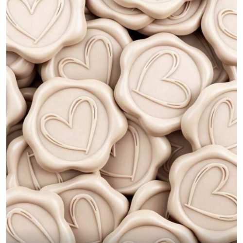 Viaszpecsét bézs szív minta 10 db
