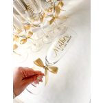 Névre szóló esküvői pezsgős pohár, masnival