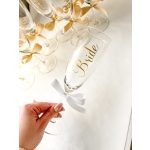 Névre szóló esküvői pezsgős pohár, masnival