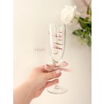 Névre szóló esküvői pezsgős pohár, masnival