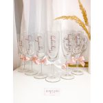 Névre szóló esküvői pezsgős pohár, masnival