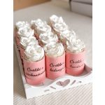 Mini szappanrózsa RÓZSASZÍN, fekete felirattal box 5x10 cm