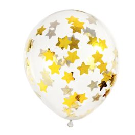ÁTLÁTSZÓ LATEX LUFI, ARANY CSILLAGOKKAL, 6 DB/CS
