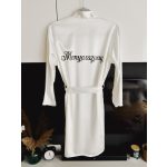 Szatén készülődős köntös esküvőre - FEHÉR