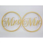 Mr & Mrs karika szett arany-metál 2db