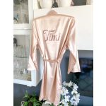 Szatén készülődős köntös esküvőre - PEZSGŐ