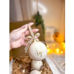 WOOL WHITE - Karácsonyi gömb (névre szóló, egyedi felirattal) 8 CM