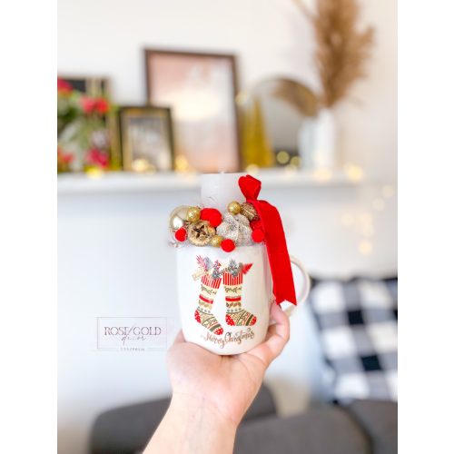 Karácsonyi bögre, gyertyával 15 cm