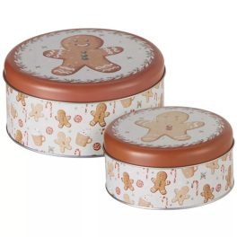 Mézeskalás mintás fém doboz szett 13-17cm 2db-os