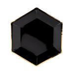 PAPÍR TÁNYÉR, FEKETE, ÜNNEPI, ARANY SZEGÉLLYEL, 23 CM