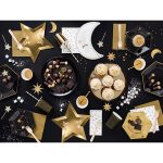 PAPÍR TÁNYÉR, FEKETE, ÜNNEPI, ARANY SZEGÉLLYEL, 23 CM