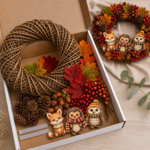 Őszi ajtókopogtató DIY box – „Őszi erdei barátok!”