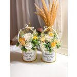 Házikó kaspós virág dekoráció, 25 cm - SZÜLŐKÖSZÖNTŐ AJÁNDÉK