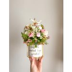 Házikó kaspós virág dekoráció, 25 cm - SZÜLŐKÖSZÖNTŐ AJÁNDÉK