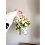 Házikó kaspós virág dekoráció, 25 cm - SZÜLŐKÖSZÖNTŐ AJÁNDÉK