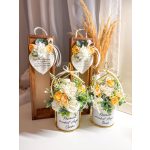 Házikó kaspós virág dekoráció, 25 cm - SZÜLŐKÖSZÖNTŐ AJÁNDÉK