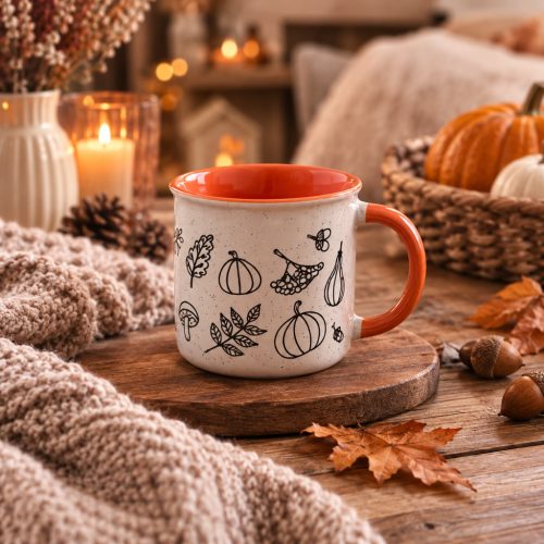 Pumpkin, krém-narancssárga bögre 9,8x8,5cm