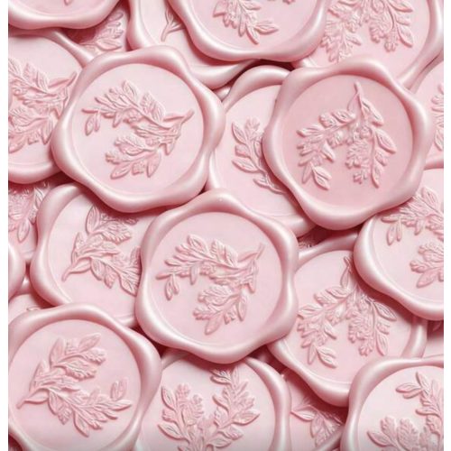 Viaszpecsét gyöngyház rózsaszín eukaliptusz minta 10 db