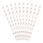 SZÍVÓSZÁL PAPÍRBÓL, ROSE-GOLD SZÍVECSKÉS, 10 DB/ CSOMAG