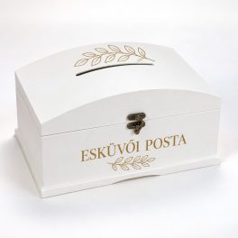   FEHÉR ESKÜVŐI POSTA - NÁSZAJÁNDÉK GYŰJTŐ LAKODALMI FA PERSELY - NAGY