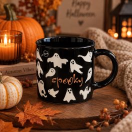  Spooky / szellemes fekete bögre HALLOWEEN 10x9cm (UTOLSÓ DARABOK)