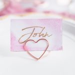 ÜLTETŐKÁRTYA TARTÓ, SZÍV, 2,5 CM, PEZSGŐ/ROSEGOLD SZÍNŰ, 10 db