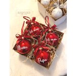 CHRISTMAS RED / KARÁCSONYI PIROS - Karácsonyi gömb (névre szóló, egyedi felirattal) 8 CM