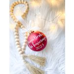 CHRISTMAS RED / KARÁCSONYI PIROS - Karácsonyi gömb (névre szóló, egyedi felirattal) 8 CM