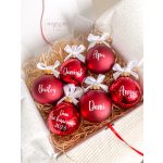 CHRISTMAS RED / KARÁCSONYI PIROS - Karácsonyi gömb (névre szóló, egyedi felirattal) 8 CM