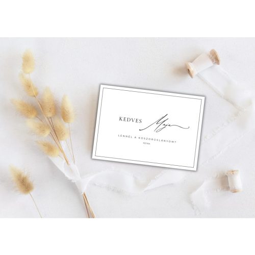 “Minimalista” Tanú vagy Koszorúslány felkérő kártya + boríték A6