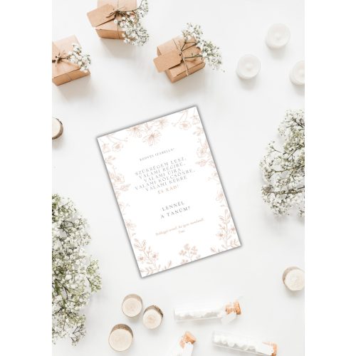 “Bézs virág keret” Tanú vagy Koszorúslány felkérő kártya + boríték A6
