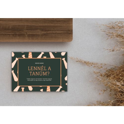 “Nyakkendő mintás” Tanú vagy Koszorúsfiú felkérő kártya + boríték A6